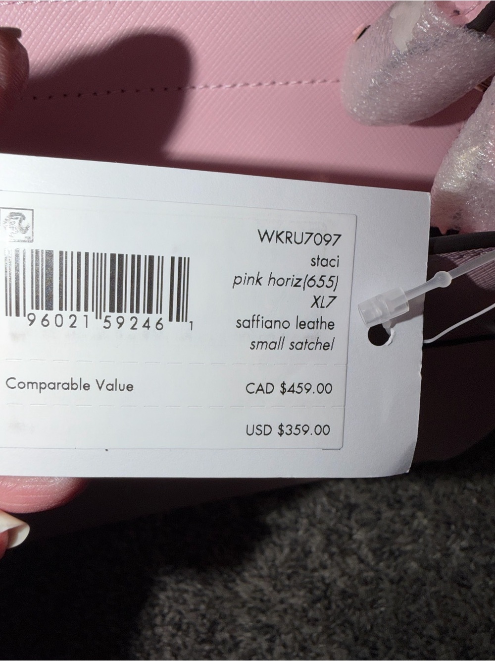 kate spade pink saffiano leather satchel with gold logo NWT - Picture 6 of 6